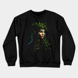 Wood Elf Forest Woman Fantasy Art Crewneck Sweatshirt